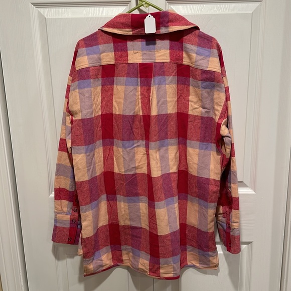 Free People We The Free Izzie Plaid Flannel Cargo Shirt Jacket Shacket Small - Picture 6 of 6